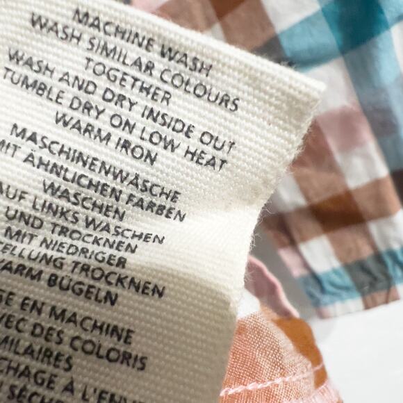 Mini Boden Plaid Bow Tunic Top Girl 7-8y Blue Brown Preppy 3/4 Sleeves - Picture 5 of 5